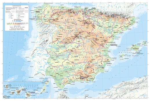 Fotomural Mapa De Espana Fisico Y Politico Con Leyenda Mapas 6051