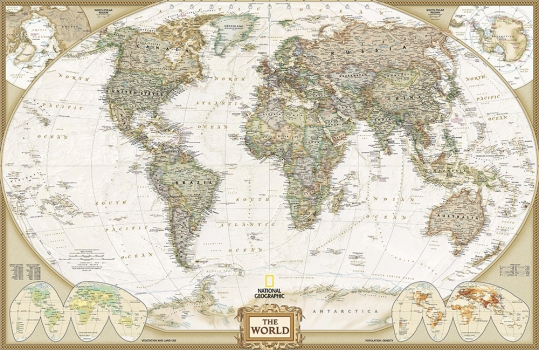 National Geographic Mapamundi Mapa clásico del mundo, político, grande