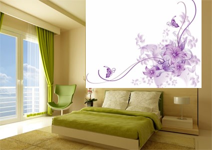 Papel adhesivo floral morado para muebles