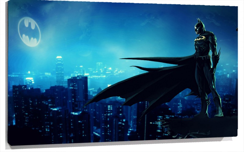 Cuadro Batman Mirando La Imagen Del Murcielago En El Cielo | 100% a Medida