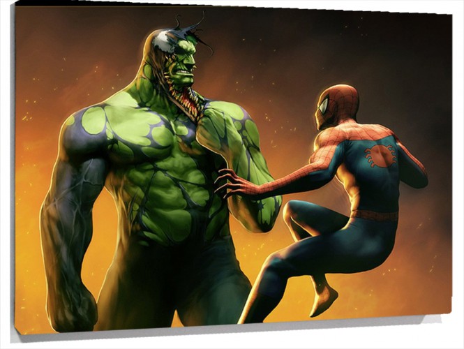 Cuadro Spiderman Peleando Contra Hulk | 100% a Medida