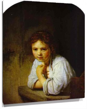 Lienzo A Young Girl Leaning on a Window