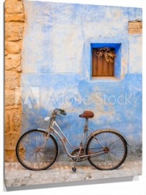 Lienzo Bicicleta en pared vieja