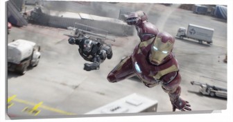 Lienzo Capitan America y ironman volando en civil war