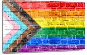 Lienzo Bandera LGBTQ sobre muro