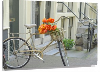 Lienzo Bici con flores