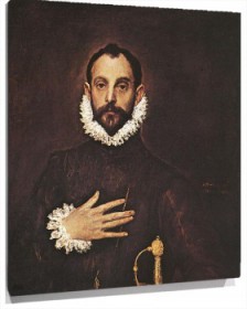 Lienzo El caballero de la mano en el pecho - El Greco