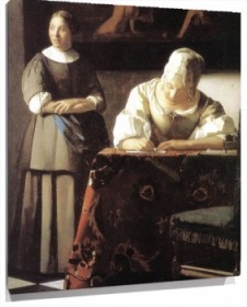 Lienzo Lady Writing a Letter with Her Maid